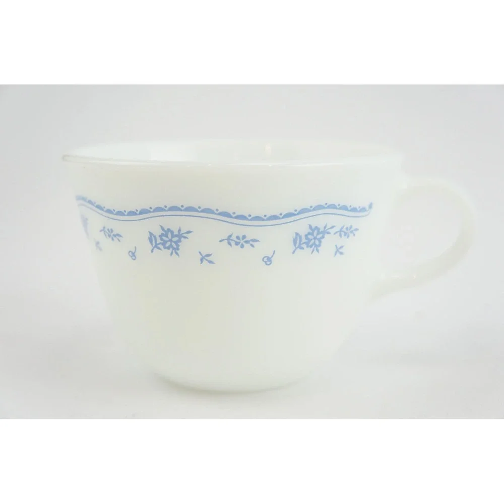 Corelle Pyrex Morning Blue Tea Cup and Saucer Set 15pc White‎ Blue Excellent